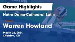 Notre Dame-Cathedral Latin  vs Warren Howland  Game Highlights - March 22, 2024