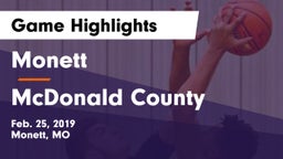 Monett  vs McDonald County  Game Highlights - Feb. 25, 2019