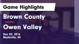 Brown County  vs Owen Valley Game Highlights - Dec 09, 2016