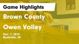 Brown County  vs Owen Valley  Game Highlights - Dec. 7, 2018