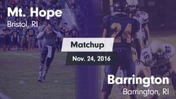 Matchup: Mt. Hope  vs. Barrington  2016