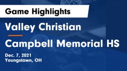Valley Christian  vs Campbell Memorial HS Game Highlights - Dec. 7, 2021