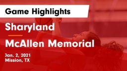 Sharyland  vs McAllen Memorial  Game Highlights - Jan. 2, 2021