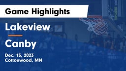 Lakeview  vs Canby Game Highlights - Dec. 15, 2023