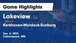 Lakeview  vs Kerkhoven-Murdock-Sunburg  Game Highlights - Jan. 4, 2024