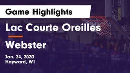 Lac Courte Oreilles  vs Webster  Game Highlights - Jan. 24, 2020