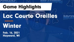 Lac Courte Oreilles  vs Winter  Game Highlights - Feb. 16, 2021