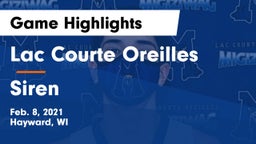 Lac Courte Oreilles  vs Siren  Game Highlights - Feb. 8, 2021