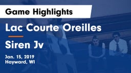 Lac Courte Oreilles  vs Siren Jv Game Highlights - Jan. 15, 2019