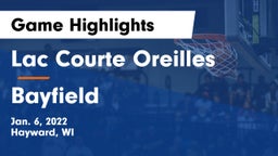 Lac Courte Oreilles  vs Bayfield   Game Highlights - Jan. 6, 2022