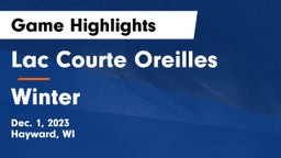 Lac Courte Oreilles  vs Winter  Game Highlights - Dec. 1, 2023