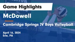 McDowell  vs Cambridge Springs JV Boys Volleyball Game Highlights - April 16, 2024