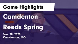 Camdenton  vs Reeds Spring  Game Highlights - Jan. 28, 2020