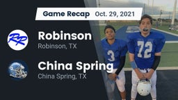 Recap: Robinson  vs. China Spring  2021