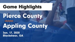 Pierce County  vs Appling County  Game Highlights - Jan. 17, 2020