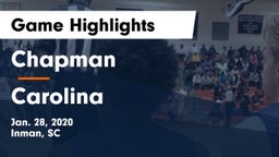 Chapman  vs Carolina  Game Highlights - Jan. 28, 2020