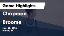 Chapman  vs Broome  Game Highlights - Jan. 20, 2023