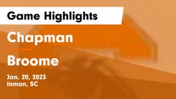 Chapman  vs Broome  Game Highlights - Jan. 20, 2023