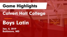 Calvert Hall College  vs Boys Latin  Game Highlights - Jan. 4, 2019