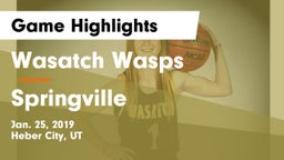 Wasatch Wasps vs Springville  Game Highlights - Jan. 25, 2019