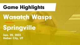 Wasatch Wasps vs Springville  Game Highlights - Jan. 20, 2023