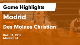 Madrid  vs Des Moines Christian  Game Highlights - Dec. 11, 2018