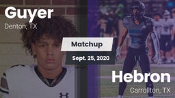 Matchup: Guyer  vs. Hebron  2020