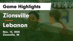 Zionsville  vs Lebanon  Game Highlights - Nov. 13, 2020
