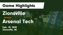 Zionsville  vs Arsenal Tech  Game Highlights - Feb. 18, 2020