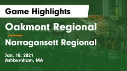 Oakmont Regional  vs Narragansett Regional  Game Highlights - Jan. 18, 2021