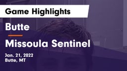 Butte  vs Missoula Sentinel  Game Highlights - Jan. 21, 2022