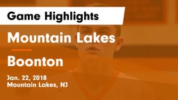 Mountain Lakes  vs Boonton  Game Highlights - Jan. 22, 2018