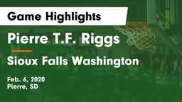 Pierre T.F. Riggs  vs Sioux Falls Washington  Game Highlights - Feb. 6, 2020