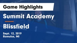 Summit Academy  vs Blissfield  Game Highlights - Sept. 12, 2019