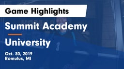 Summit Academy  vs University Game Highlights - Oct. 30, 2019