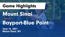 Mount Sinai  vs Bayport-Blue Point  Game Highlights - June 16, 2021