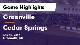 Greenville  vs Cedar Springs  Game Highlights - Jan 10, 2017