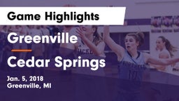 Greenville  vs Cedar Springs  Game Highlights - Jan. 5, 2018