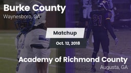 Matchup: Burke County High vs. Academy of Richmond County  2018