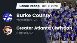 Recap: Burke County  vs. Greater Atlanta Christian  2020