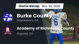 Recap: Burke County  vs. Academy of Richmond County  2020