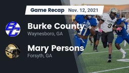 Recap: Burke County  vs. Mary Persons  2021