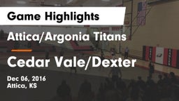 Attica/Argonia Titans vs Cedar Vale/Dexter  Game Highlights - Dec 06, 2016