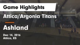 Attica/Argonia Titans vs Ashland  Game Highlights - Dec 14, 2016