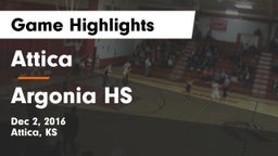 Attica  vs Argonia HS Game Highlights - Dec 2, 2016