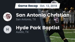 Recap: San Antonio Christian  vs. Hyde Park Baptist  2018