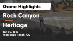 Rock Canyon  vs Heritage  Game Highlights - Jan 25, 2017