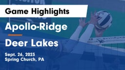 Apollo-Ridge  vs Deer Lakes  Game Highlights - Sept. 26, 2023