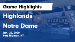 Highlands  vs Notre Dame Game Highlights - Jan. 20, 2020