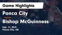 Ponca City  vs Bishop McGuinness  Game Highlights - Feb. 11, 2019